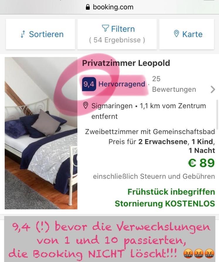 Apartament Privatzimmer Leopold Sigmaringen Zewnętrze zdjęcie